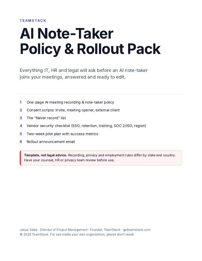 AI Note-Taker Policy and Rollout Pack cover